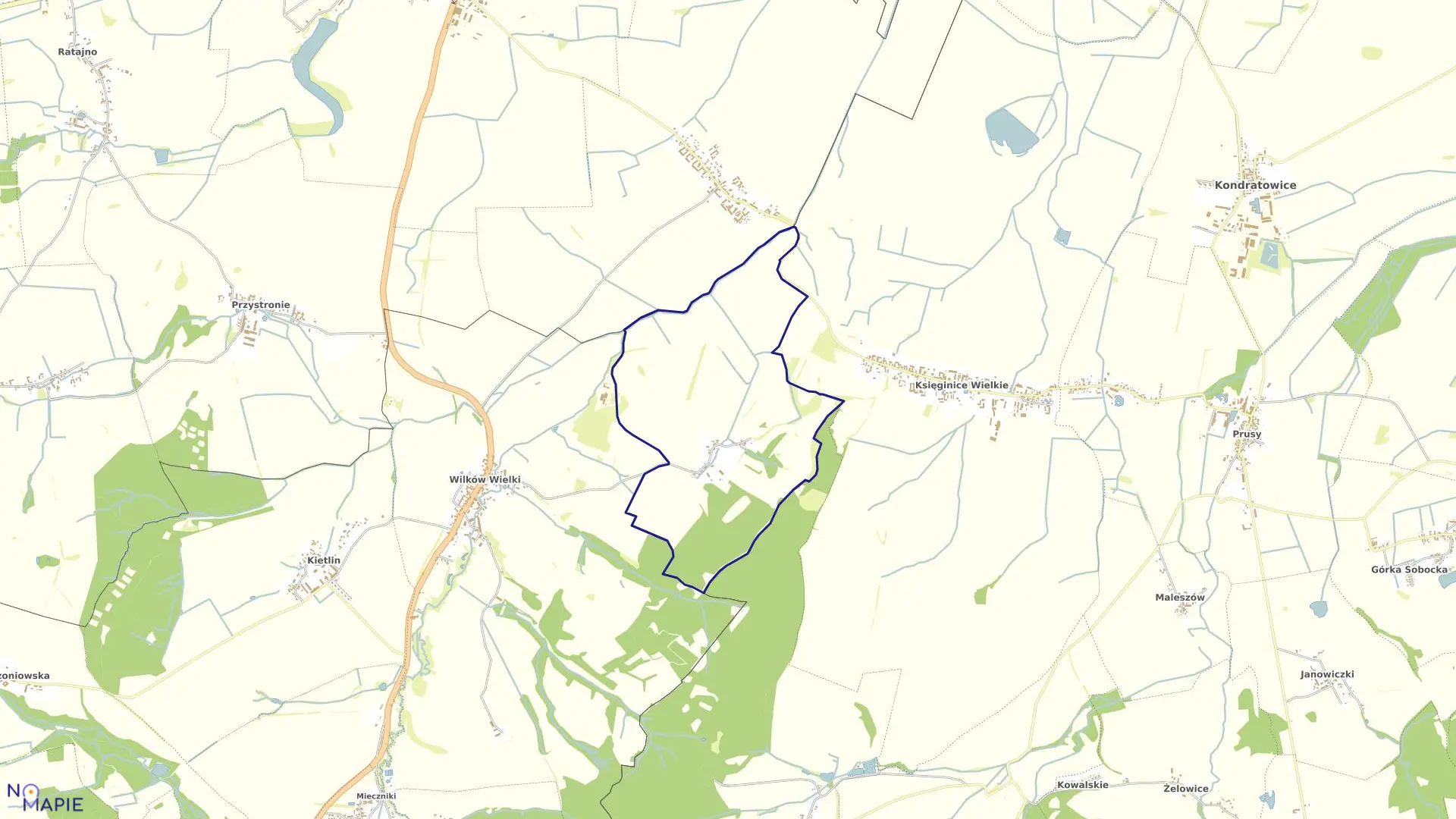 Mapa obrębu CHWALĘCIN w gminie Niemcza