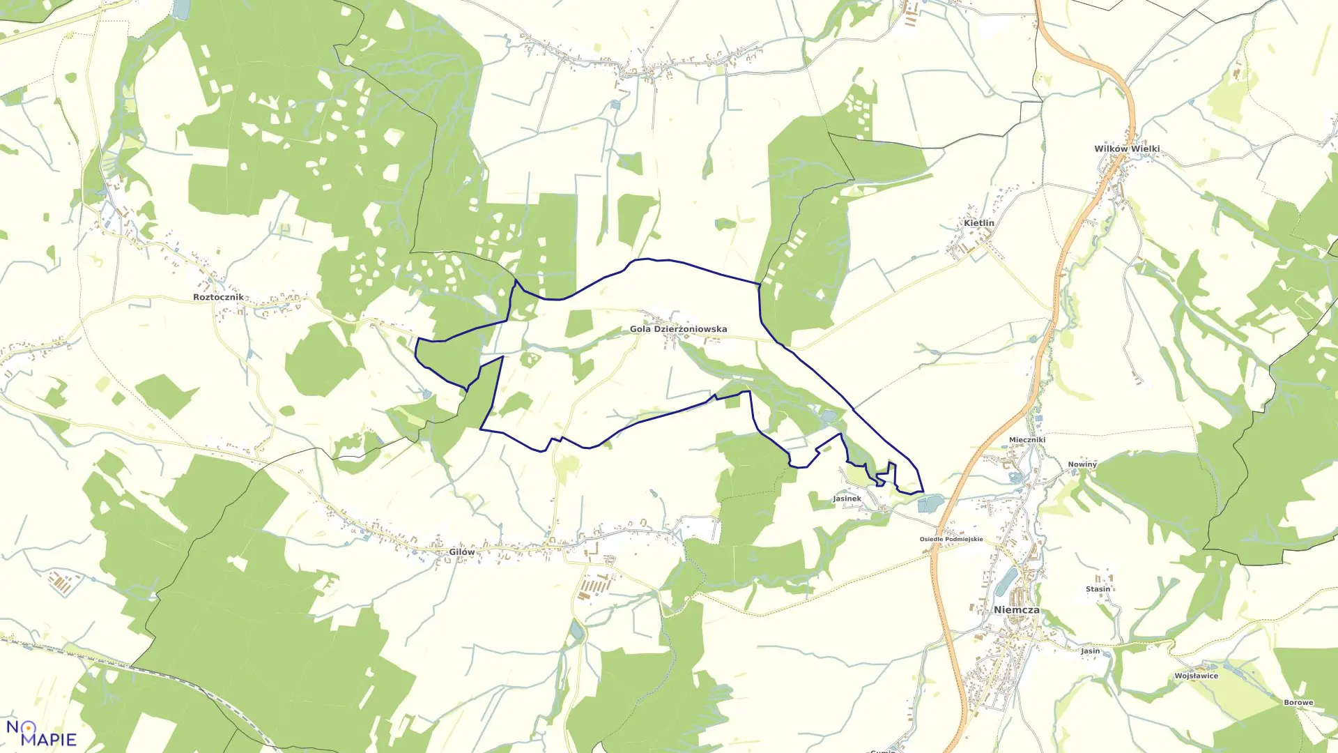 Mapa obrębu GOLA DZIERŻONIOWSKA w gminie Niemcza