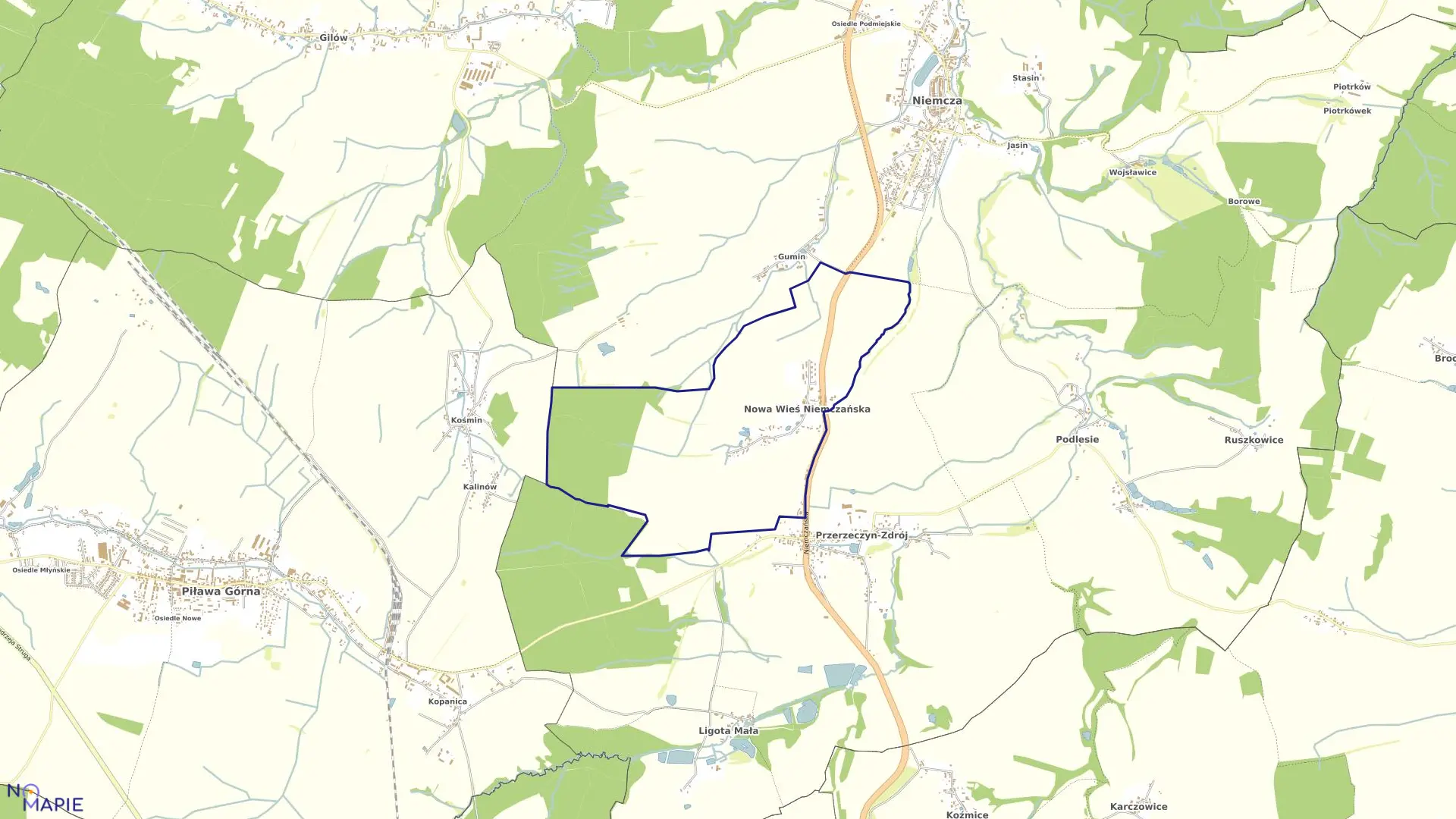 Mapa obrębu NOWA WIEŚ NIEMCZAŃSKA w gminie Niemcza
