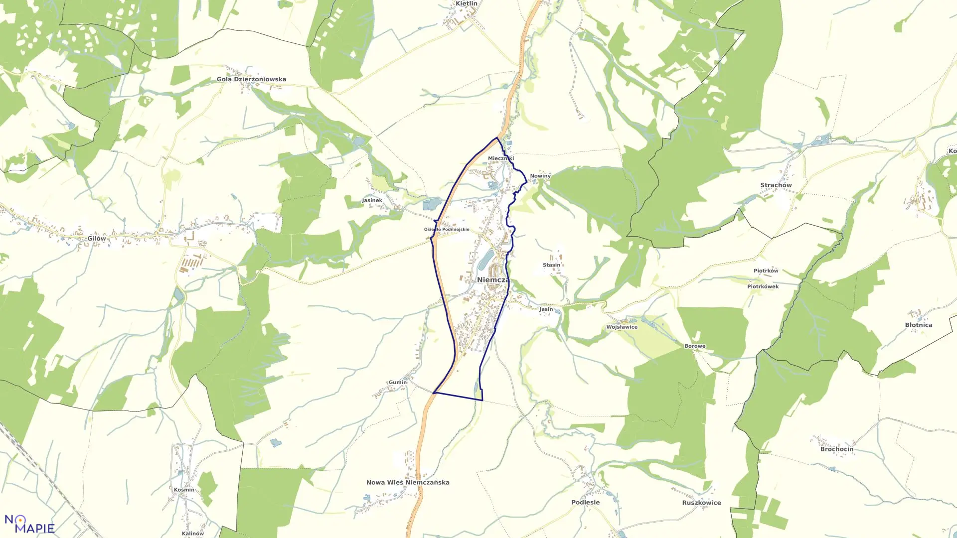 Mapa obrębu STARE MIASTO w gminie Niemcza